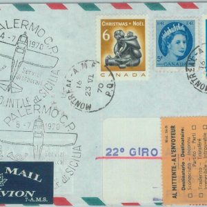83259 - CANADA - Postal History - FLIGHT Cover: GIRO AEREO SICILIA - 1970