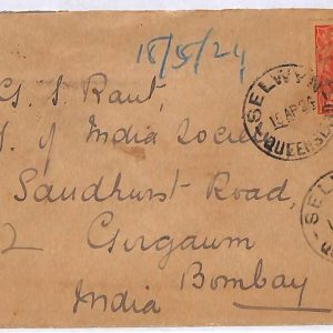 ai1548 - AUSTRALIA -  POSTAL HISTORY -  Cover from SELWYN to BOMBAY India 1924