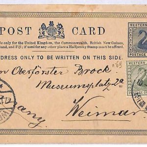 ai1546 - Western AUSTRALIA -  POSTAL HISTORY - STATIONERY CARD to GERMANY 1908