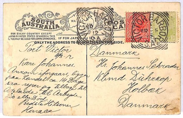 ai1544 - South AUSTRALIA  - Postal History - POSTCARD to DENMARK !  191