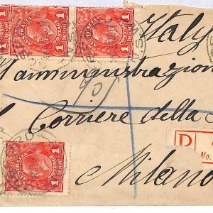 ai1547 - AUSTRALIA -  POSTAL HISTORY - Registered Cover to ITALY 1918 GOSFORD
