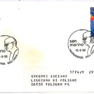 ai3473 - San Marino -  POSTAL HISTORY - Cover - Mahatma Gandhi -1986 RR