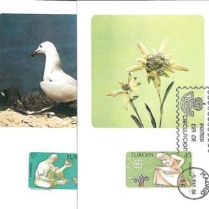 18022 - SPAIN - set of 2 MAXIMUM CARD -1986 : FLOWERS DOVES BIRDS PICASSO