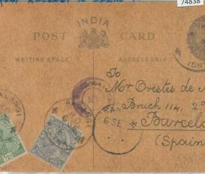 74838 - INDIA -  POSTAL HISTORY -  STATIONERY CARD from RALANGI to SPAIN - 1916