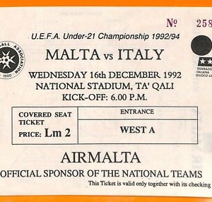 C0848 - Vecchio BIGLIETTO PARTITA CALCIO -  MALTA VS ITALY