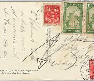 62414 - MONACO - POSTAL HISTORY: POSTCARD to SWITZERLAND 1939 - TAXED on ARRIVAL