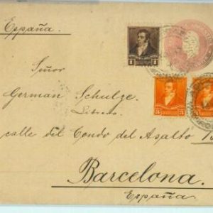 94005 - ARGENTINA - POSTAL HISTORY - STATIONERY COVER to SPAIN added stamps 1897