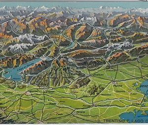54674 -- CARTOLINA d'Epoca - LAGO di GARDA:  mappa del TRENTINO