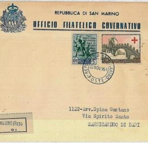 30046 - SAN MARINO - Postal History - REGISTERED COVER 1951 RED CROSS