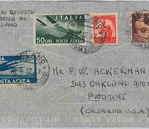 57010 - ITALIA REPUBBLICA - STORIA POSTALE : DEMOCRATICA su BUSTA a gli USA 1947