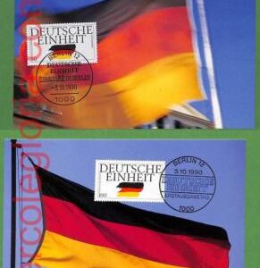 ag7322 - GERMANY - Set of 2 pieces MAXIMUM CARD - 03.10.1990 - Flag