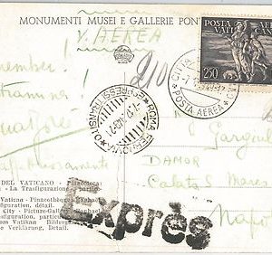 54122  - VATICANO  - Storia Postale: Sass  Posta AEREA 16 su CARTOLINA ESPESSO