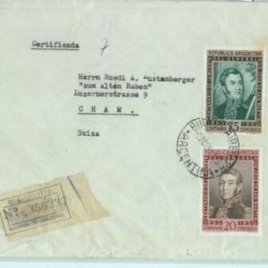 93974 - ARGENTINA - POSTAL HISTORY -  REGISTERED COVER to SWITZERLAND 1950