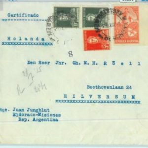 93861 - ARGENTINA - POSTAL HISTORY - REGISTERED Cover: ELDORADO to HOLLAND 1935