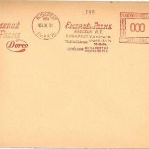 17532 -  HUNGARY -  AUTOMATIC POSTMARK on COVER  1931 - PALM TREE  CAR MOTOR