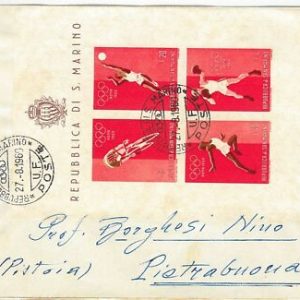 45687 - SAN MARINO POSTAL HISTORY - OLYMPICS 3 imperf S/SHEETS on FDC Cover 1960