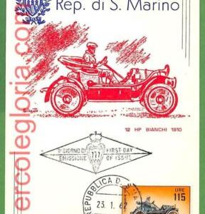 32815 - SAN MARINO -  MAXIMUM CARD  - 1962 - CARS