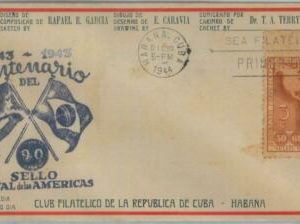 81587 - LA HABANA - HISTORIA POSTAL - SOBRE FDC 1949 Sello centenario...