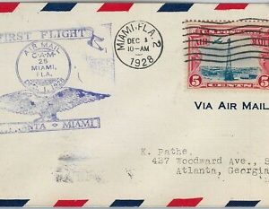 60137 - USA -  First Flight COVER:  ATLANTA - MIAMI: MIAMI - AMC: 25 S1