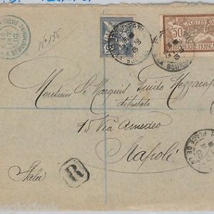 FRANCE -  POSTAL HISTORY -  PERFIN on REGISTERED COVER  to ITALY 1903