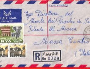 aa3770 -  Kenia -  POSTAL HISTORY - REGISTERED COVER to ITALY 1964 ELEPHANTS