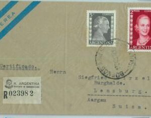 94051 - ARGENTINA - POSTAL HISTORY - REGISTERED COVER to SWITZERLAND 1953  Evita