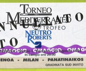 C2790 Vecchio BIGLIETTO PARTITA CALCIO1994 GENOA MILAN PANATINAIKOS