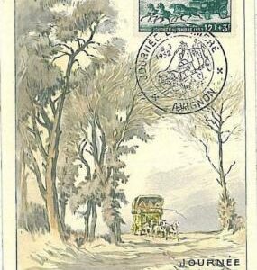 32515 - FRANCE - MAXIMUM CARD : Stamp Centenary 1952 - Transport  Horses