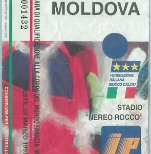 68516 -  BIGLIETTO PARTITA CALCIO : ITALY /  MOLDOVA Coppa del Mondo FRANCE 1998