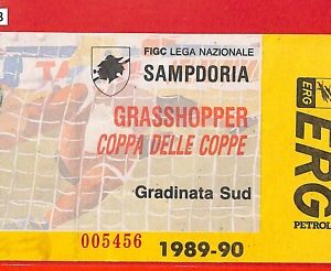 C1513 - Vecchio BIGLIETTO PARTITA CALCIO - 1989 / 90  SAMPDORIA vs  GRASSHOPPER