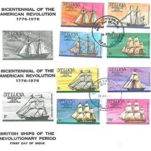 12995 - ST LUCIA - Postal History 2 FDC COVER 1976 - AMERICAN BICENTENIAL Boats