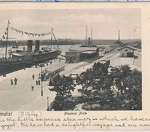 CARTOLINA d'Epoca - BRINDISI Città - STAZIONE PORTO 1906 - Nave ISIS