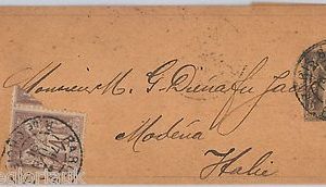 FRANCE -  POSTAL HISTORY -  NEWSPAPER WRAPPER bande journal to MODENA Italy 1891