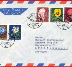 aa3129 - SWITZERLAND - POSTAL HISTORY - Pro Juventute on COVER 1958  Flower