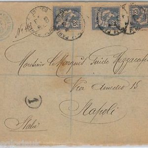 FRANCE -  POSTAL HISTORY -  PERFIN STAMPS on REGISTERED COVER  to  ITALY  1903