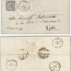 46830  REGNO: storia postale - Sassone L18 ben centrato su BUSTA da GROSIO 1864