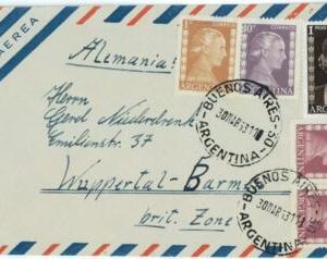 98943 - ARGENTINA - POSTAL HISTORY - Registered  COVER to GERMANY  1953  Evita