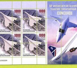 B0150 - CENTRAFRICAINE - ERROR MISPERF Stamp Sheet - 2023 -  Airplanes,Concorde