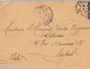 FRANCE -  POSTAL HISTORY -  PERFIN STAMP  on  COVER  to  ITALY  1901