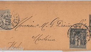 FRANCE -  POSTAL HISTORY -  NEWSPAPER WRAPPER bande journal to MODENA Italy 1891