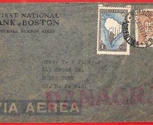 aa2750 - ARGENTINA - POSTAL HISTORY - Perfin on COVER to USA via PANAGRA 1937