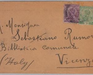 39634 - British INDIA - POSTAL HISTORY - Cover to Vicenza ITALY 1921