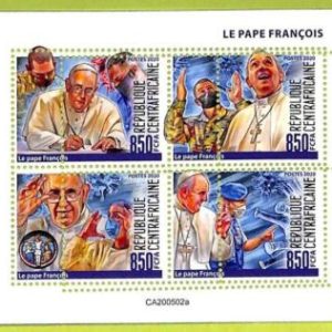 B0110 - CENTRAFRICAINE - ERROR MISPERF Stamp Sheet -2020-POPE FRANCIS,Religion