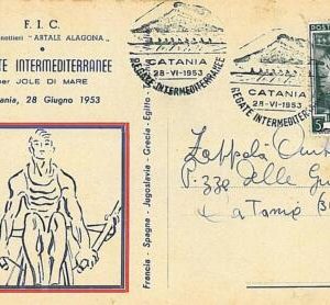11379 -  ITALY - POSTAL HISTORY - CARD: 1953 - CANNOEING VULCANOES