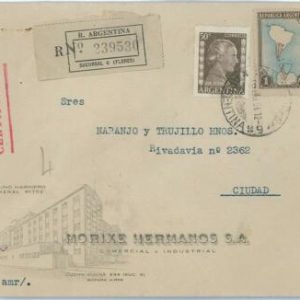 98930 - ARGENTINA - POSTAL HISTORY - Registered  COVER  1954   Evita