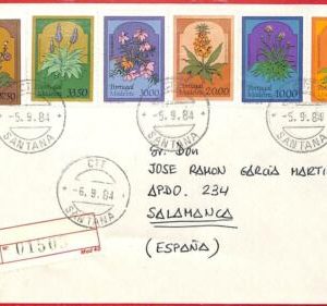 aa3126 - MADEIRA  Portugal  - POSTAL HISTORY - COVER to SPAIN 1984  Flowers