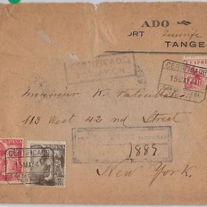 SPAIN - POSTAL HISTORY: CENSORED COVER from Santa Cruz de Tenerife to NY 1941