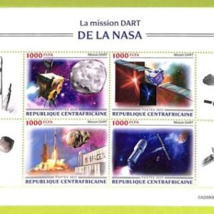B0141 - CENTRAFRICAINE - ERROR MISPERF Stamp Sheet - 2022 - Space, NASA