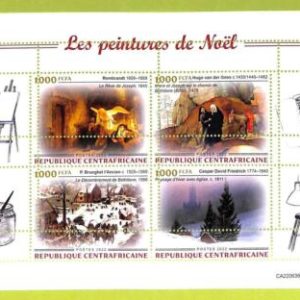 B0178 - CENTRAFRICAINE - ERROR MISPERF Stamp Sheet - 2022 - Christmas paintings