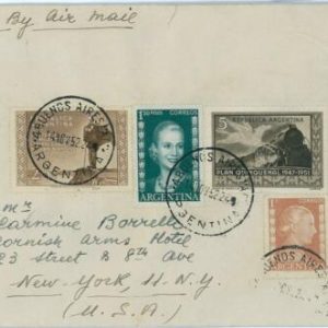 98931  - ARGENTINA - POSTAL HISTORY - AIRMAIIL COVER to the USA  1952   Evita